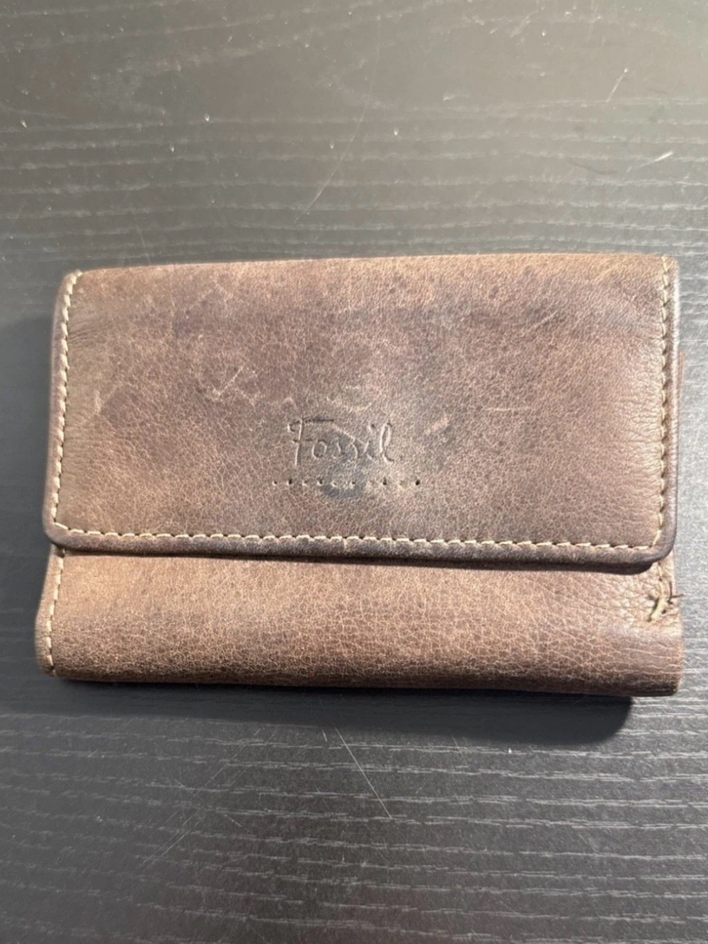 Fossil Brown Leather Trifold Wallet for Women or Men
